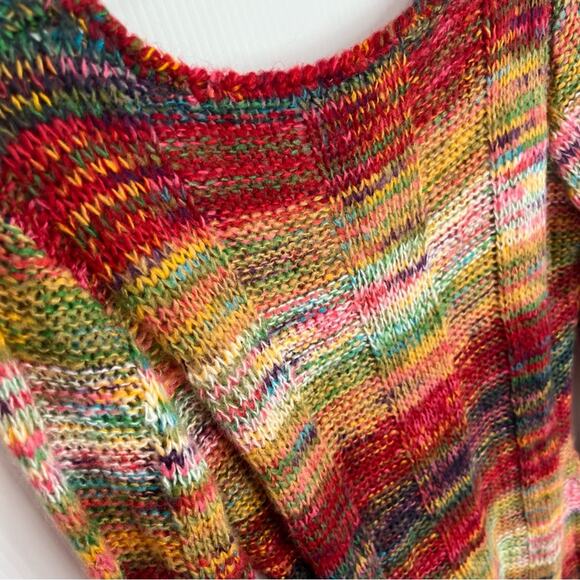 Vintage Y2K 00s Bobbie Brooks Space Dye Colorful Boho Knit Sweater Small - Picture 9 of 9